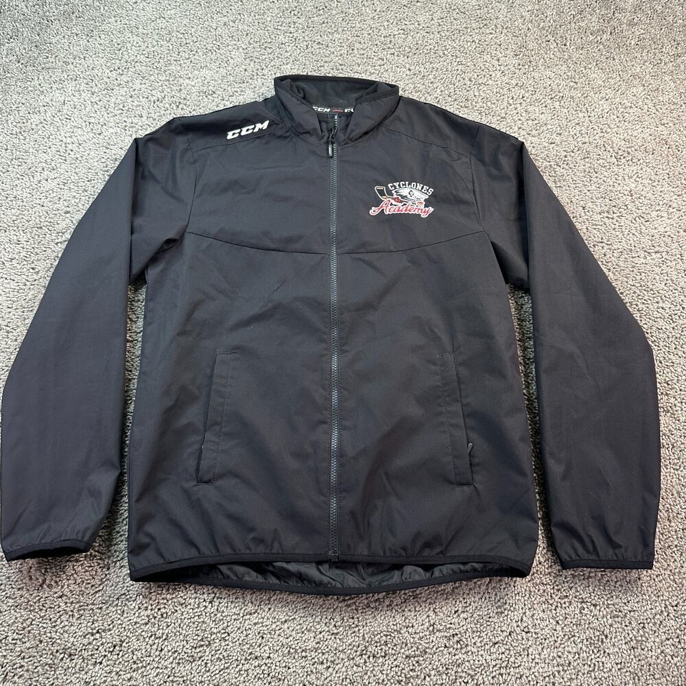 CCM Hockey Jacket Mens Small Black Tactical Cool Polyester Full Zip Vented Coat